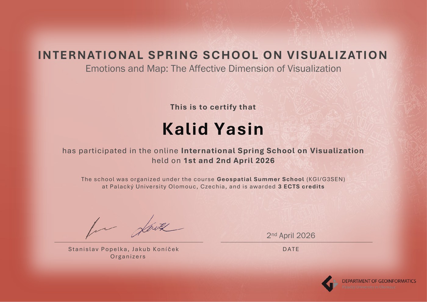 ISSonVIS 2026 Certificate of Participation – Kalid Yasin